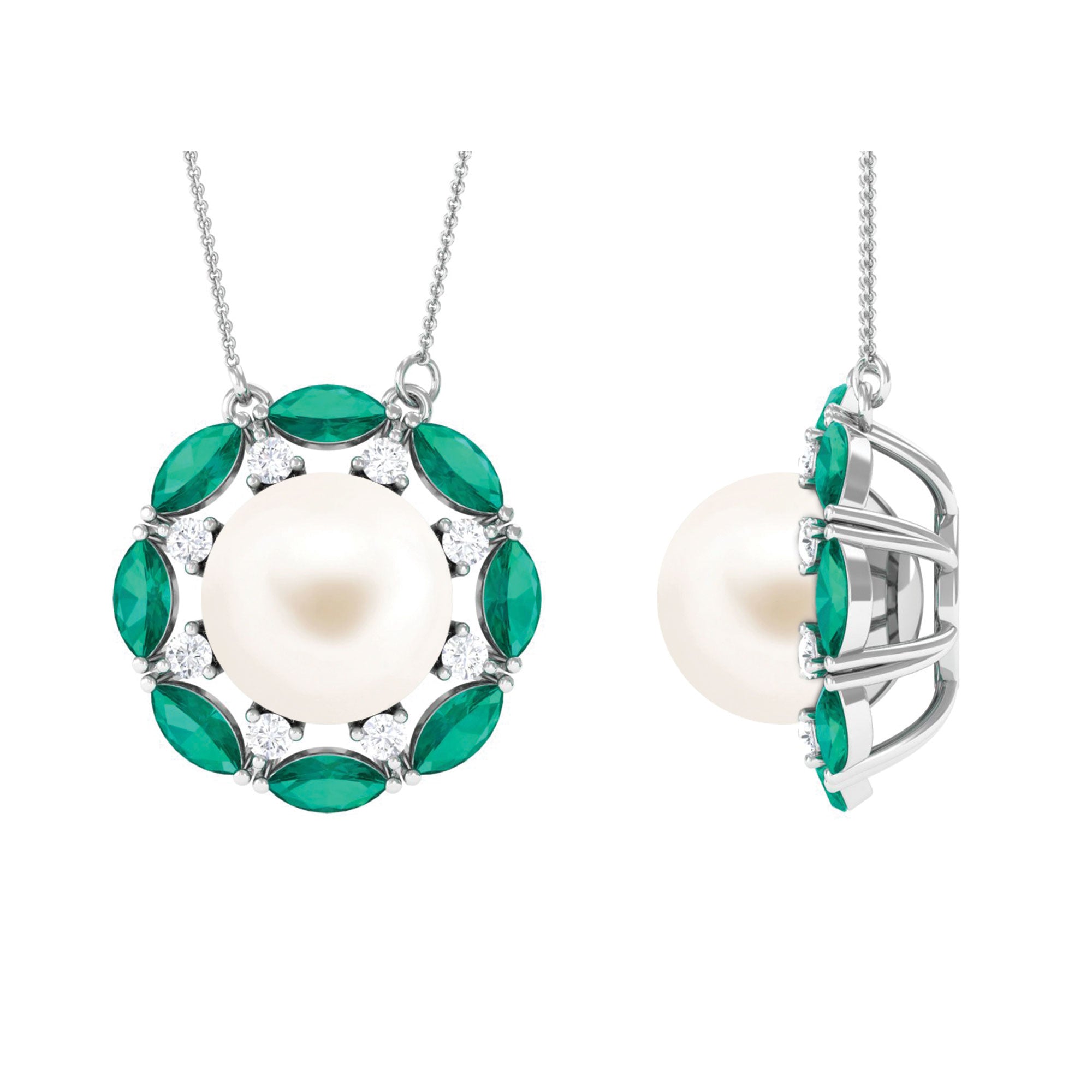 Freshwater Pearl Floral Halo Pendant Necklace - Arisha Jewels