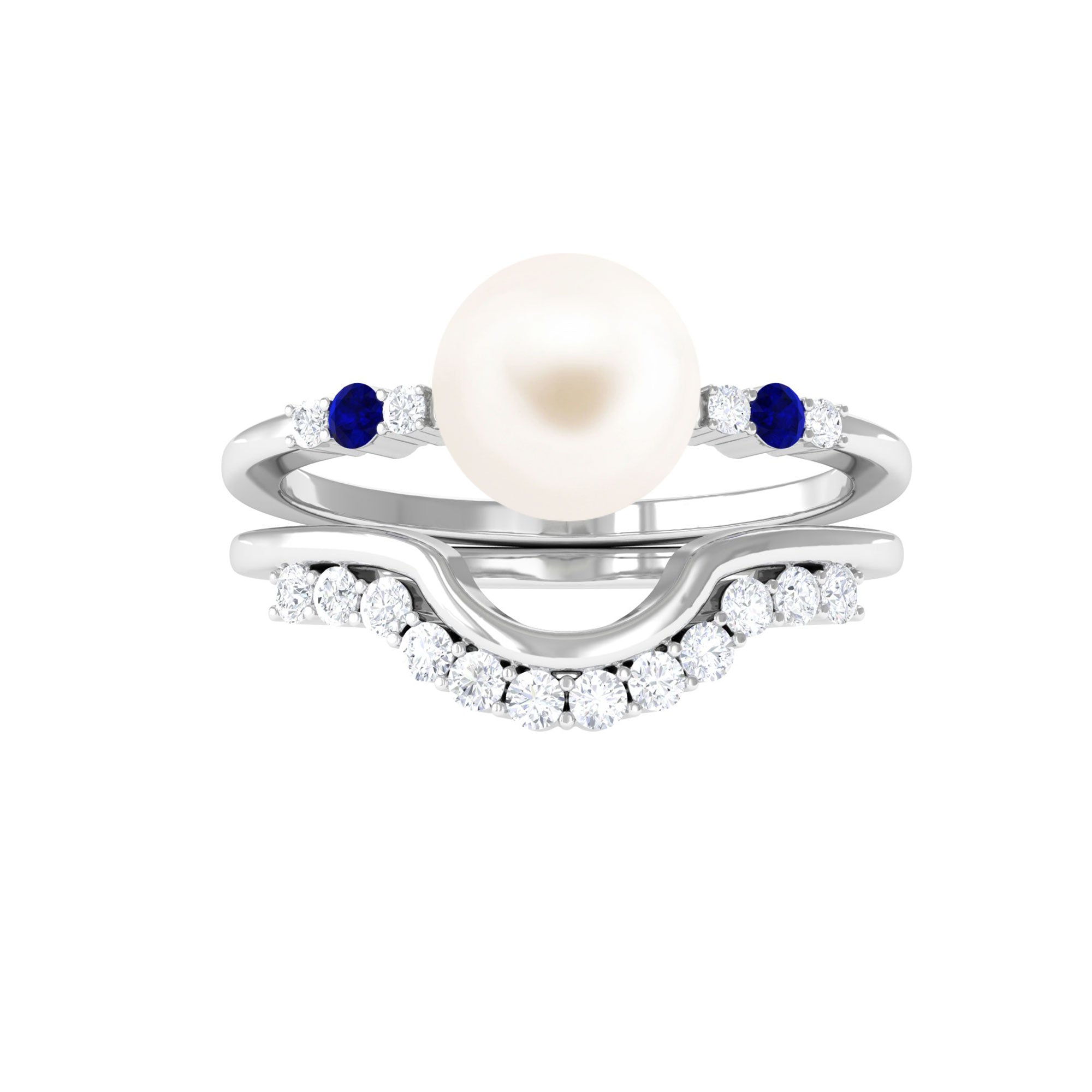 Elegant White Pearl Ring Set for Bride Freshwater Pearl-AAA Quality - Arisha Jewels