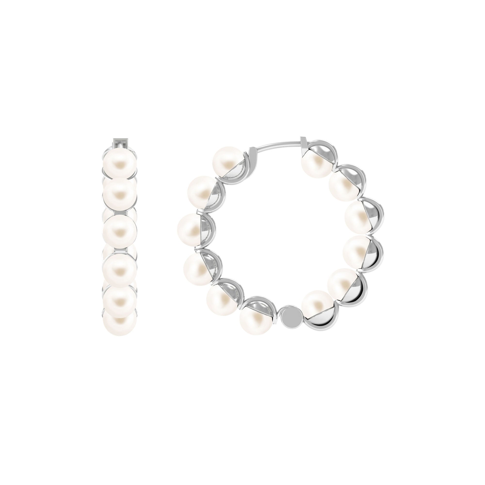 Elegant Freshwater Pearl Hoop Earrings Freshwater Pearl-AAA Quality - Arisha Jewels