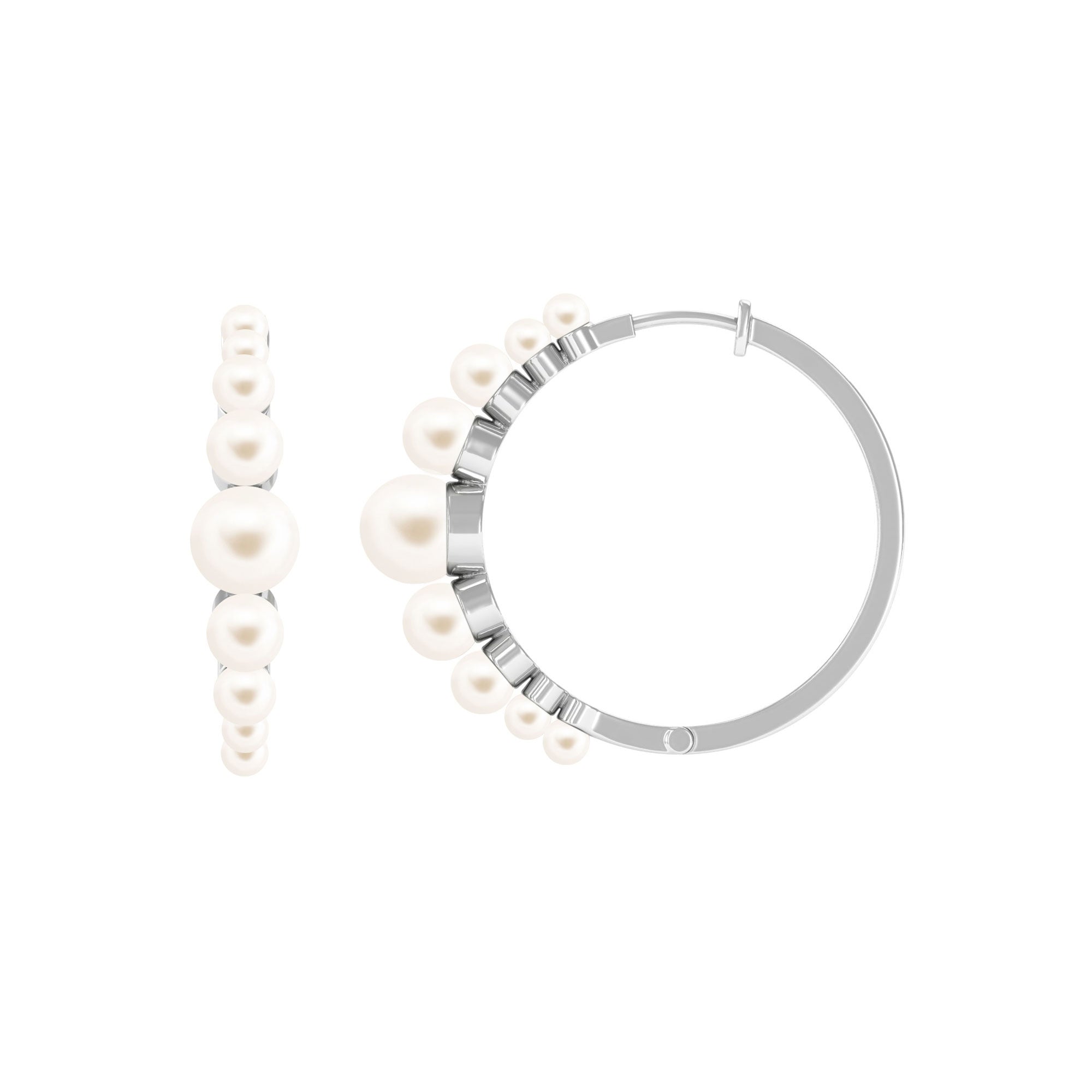 Elegant Freshwater Pearl Hoop Earrings in Graduated Style Freshwater Pearl-AAA Quality - Arisha Jewels