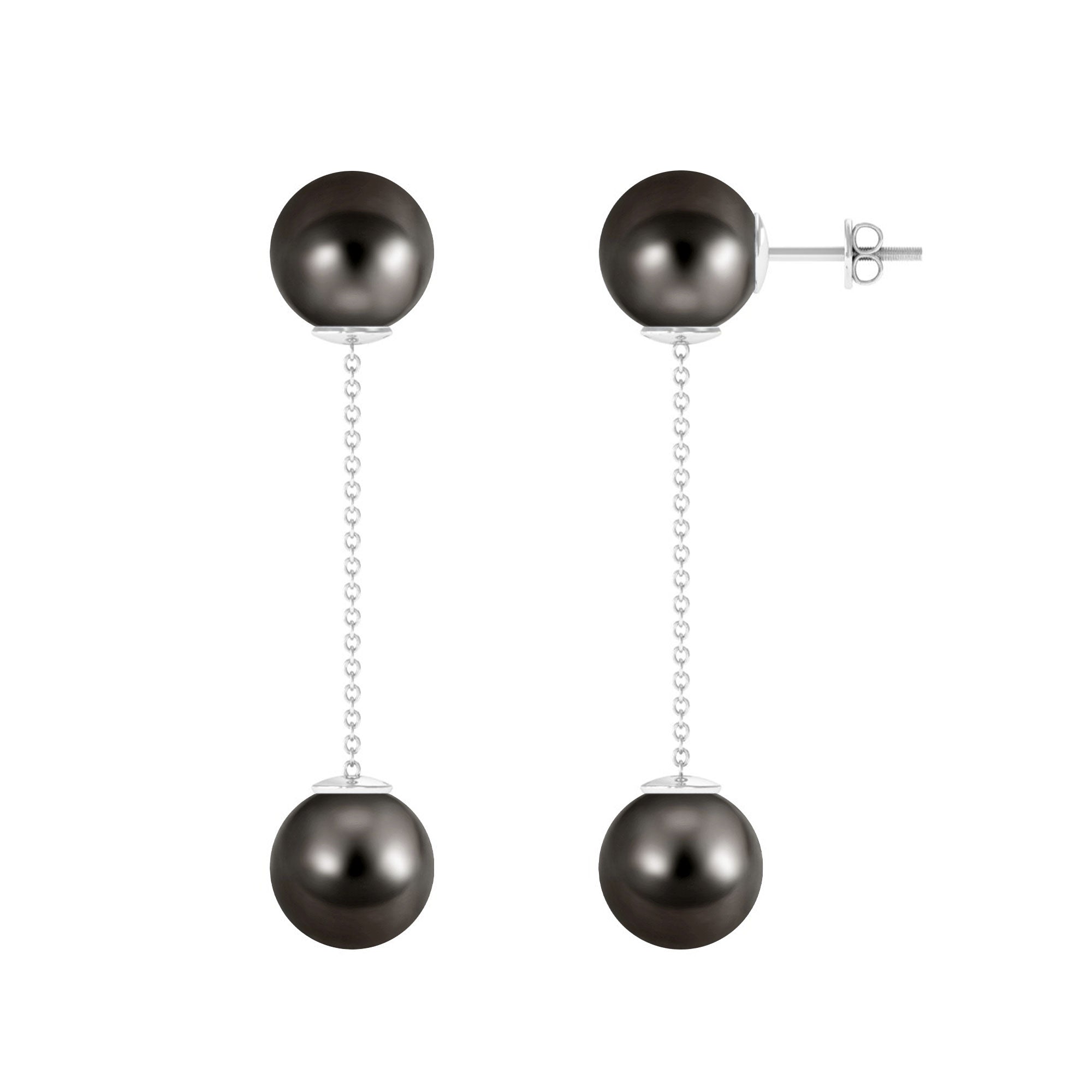Simple Tahitian Pearl Long Chain Dangle Earrings Tahitian pearl-AAA Quality - Arisha Jewels
