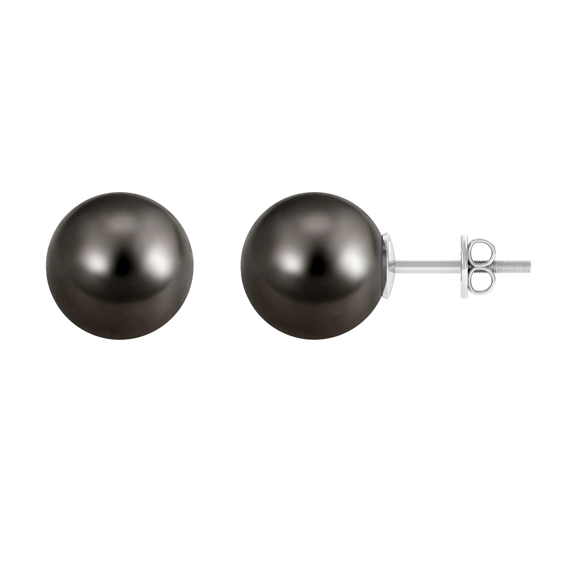 Simple Round Tahitian Pearl Solitaire Stud Earrings Tahitian pearl - ( AAA ) - Quality - Arisha Jewels