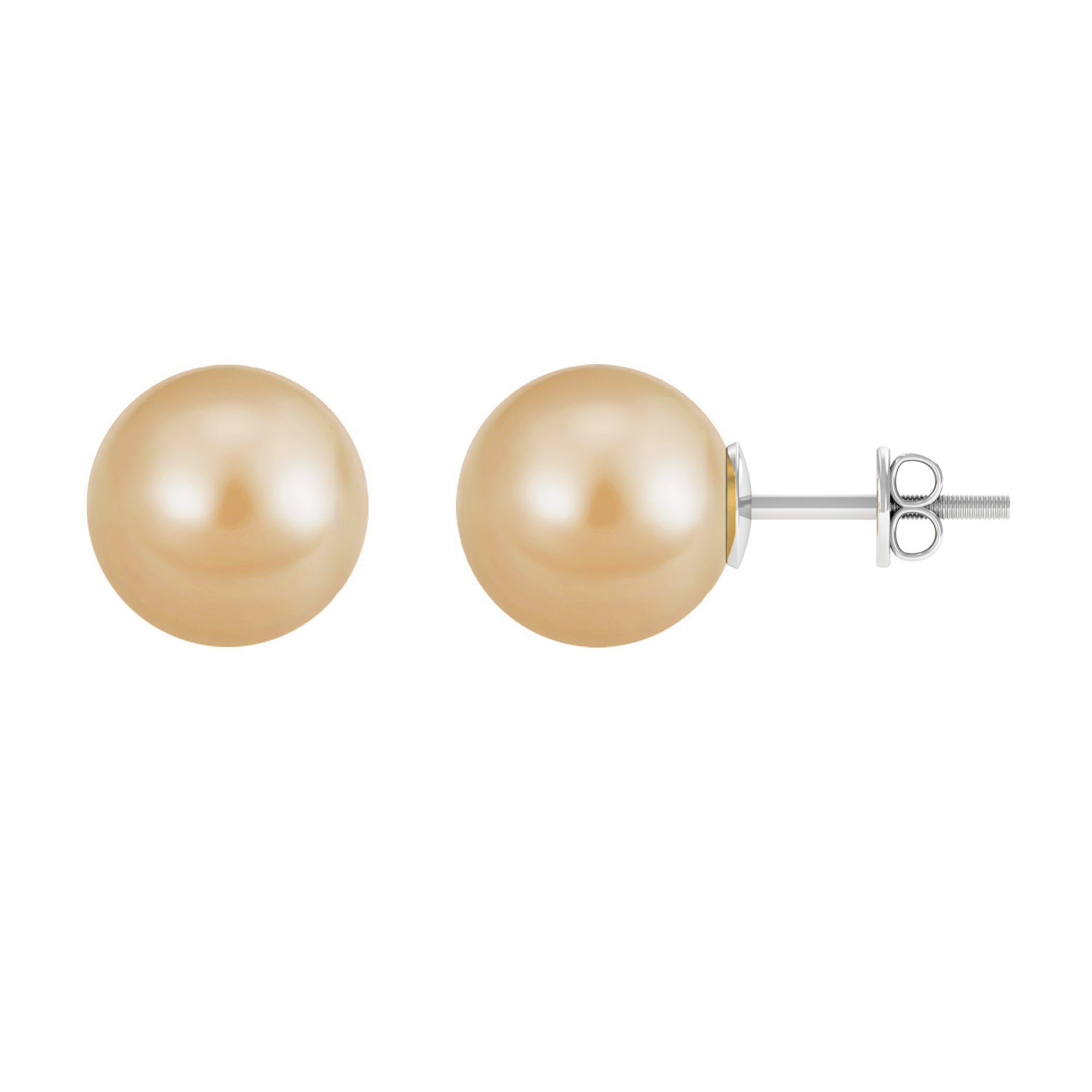 Round Solitaire South Sea Pearl Stud Earrings South Sea Pearl - ( AAA ) - Quality - Arisha Jewels