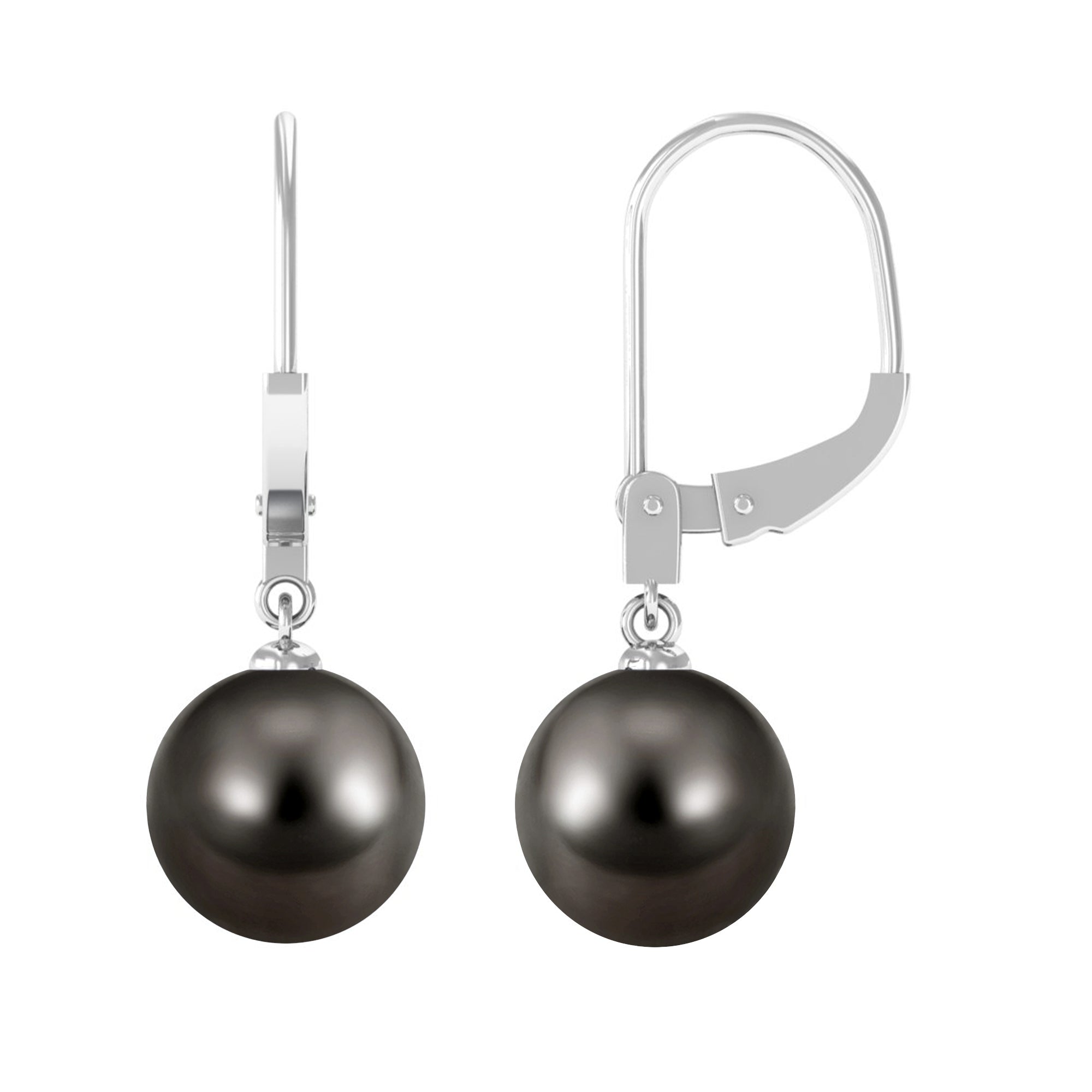 Minimal Black Pearl Solitaire Drop Earrings Tahitian pearl - ( AAA ) - Quality - Arisha Jewels