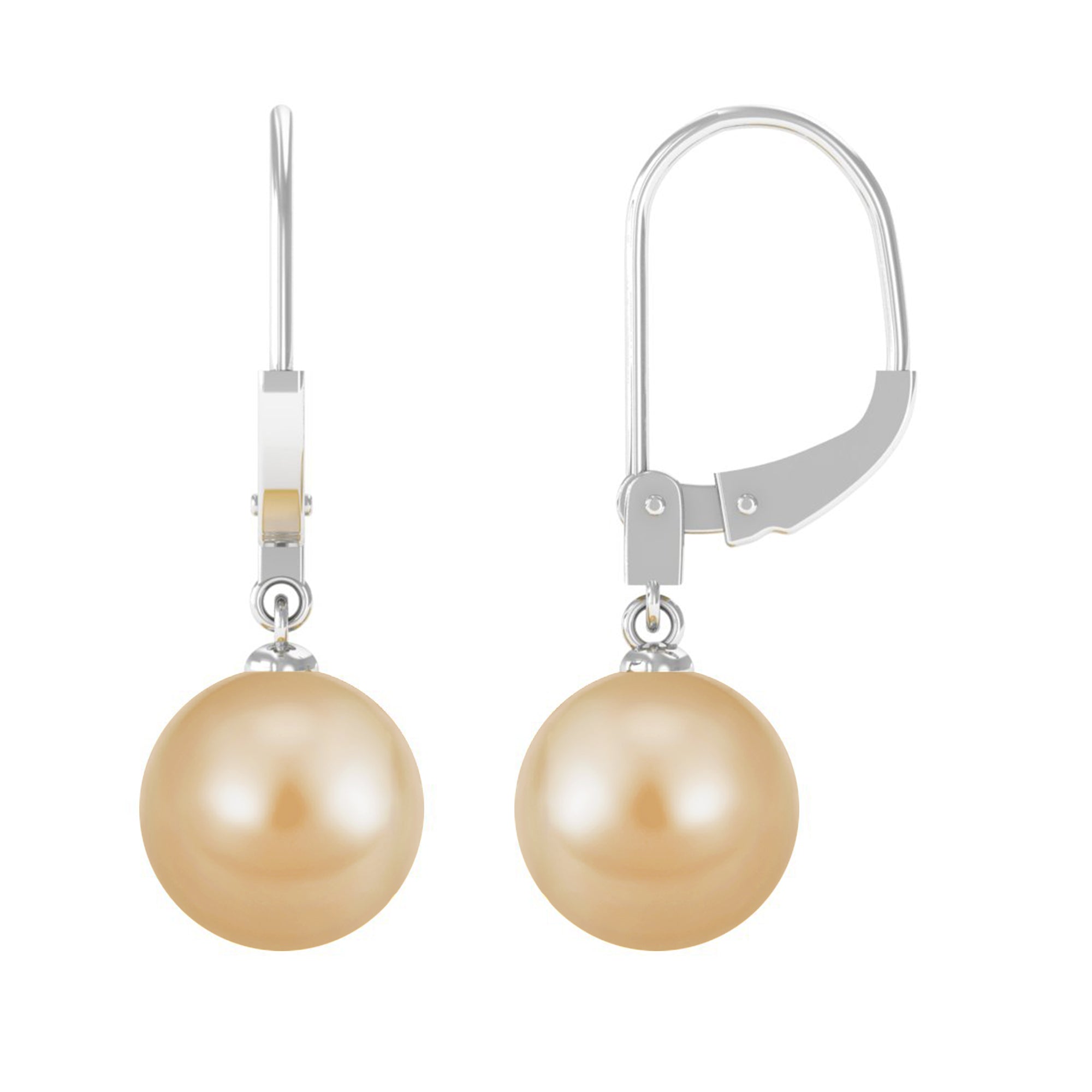 Golden South Sea Pearl Drop Earrings South Sea Pearl - ( AAA ) - Quality - Arisha Jewels