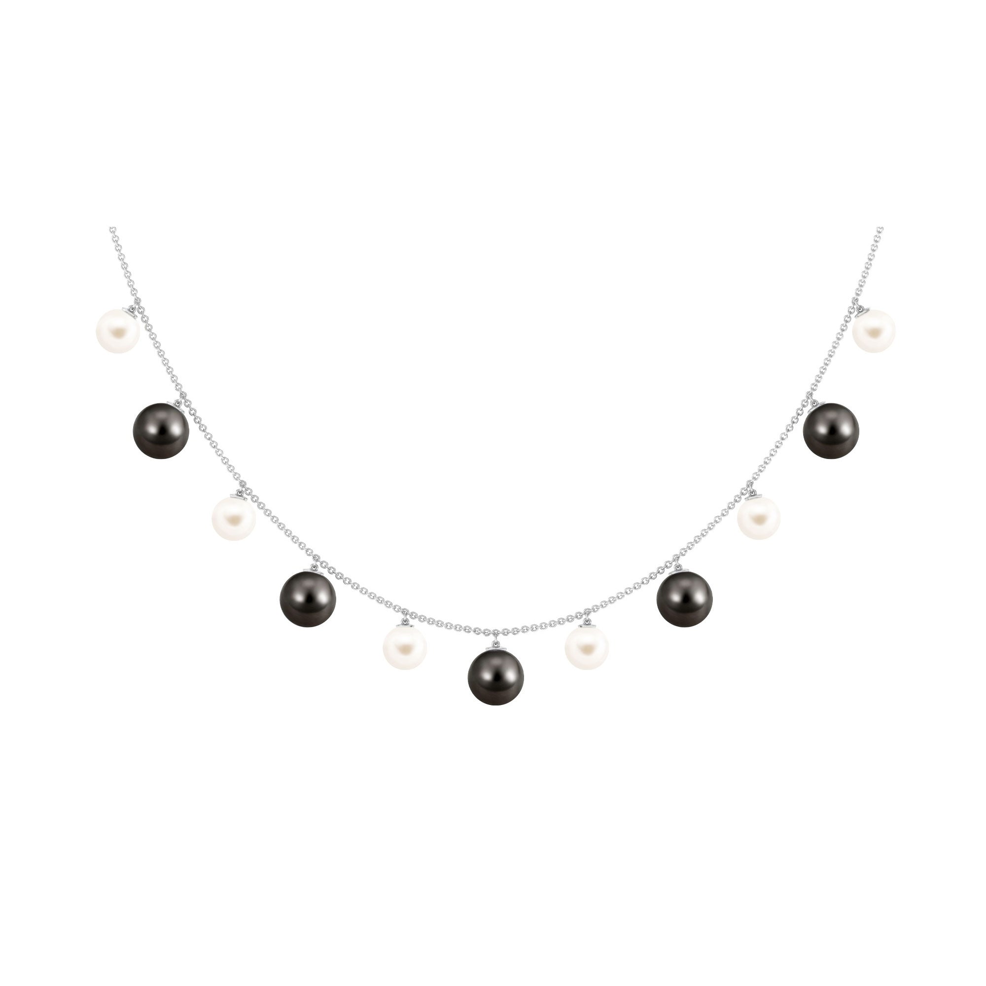 Black and White Pearl Layered Necklace Tahitian pearl-AAA Quality - Arisha Jewels