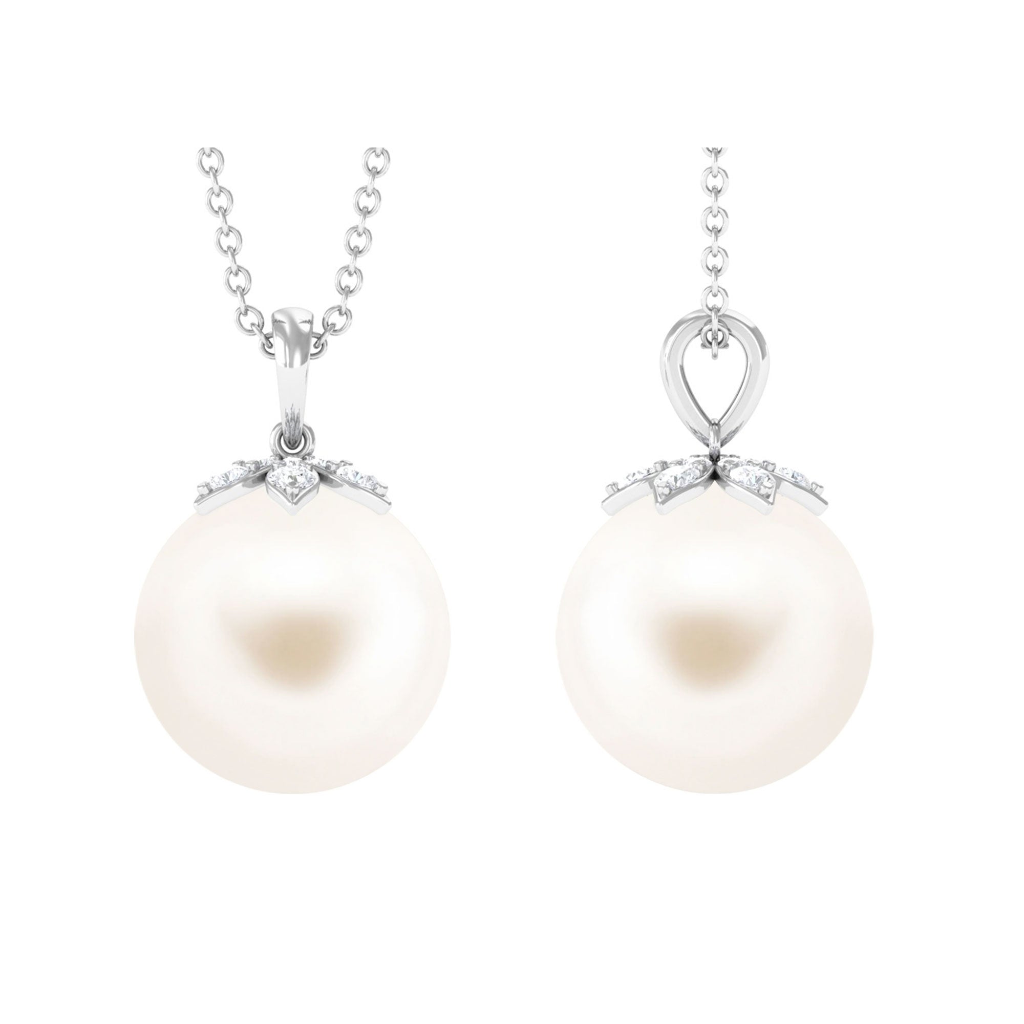 Handpicked Freshwater Pearl Drop Pendant with Diamond Freshwater Pearl - ( AAA ) - Quality - Arisha Jewels