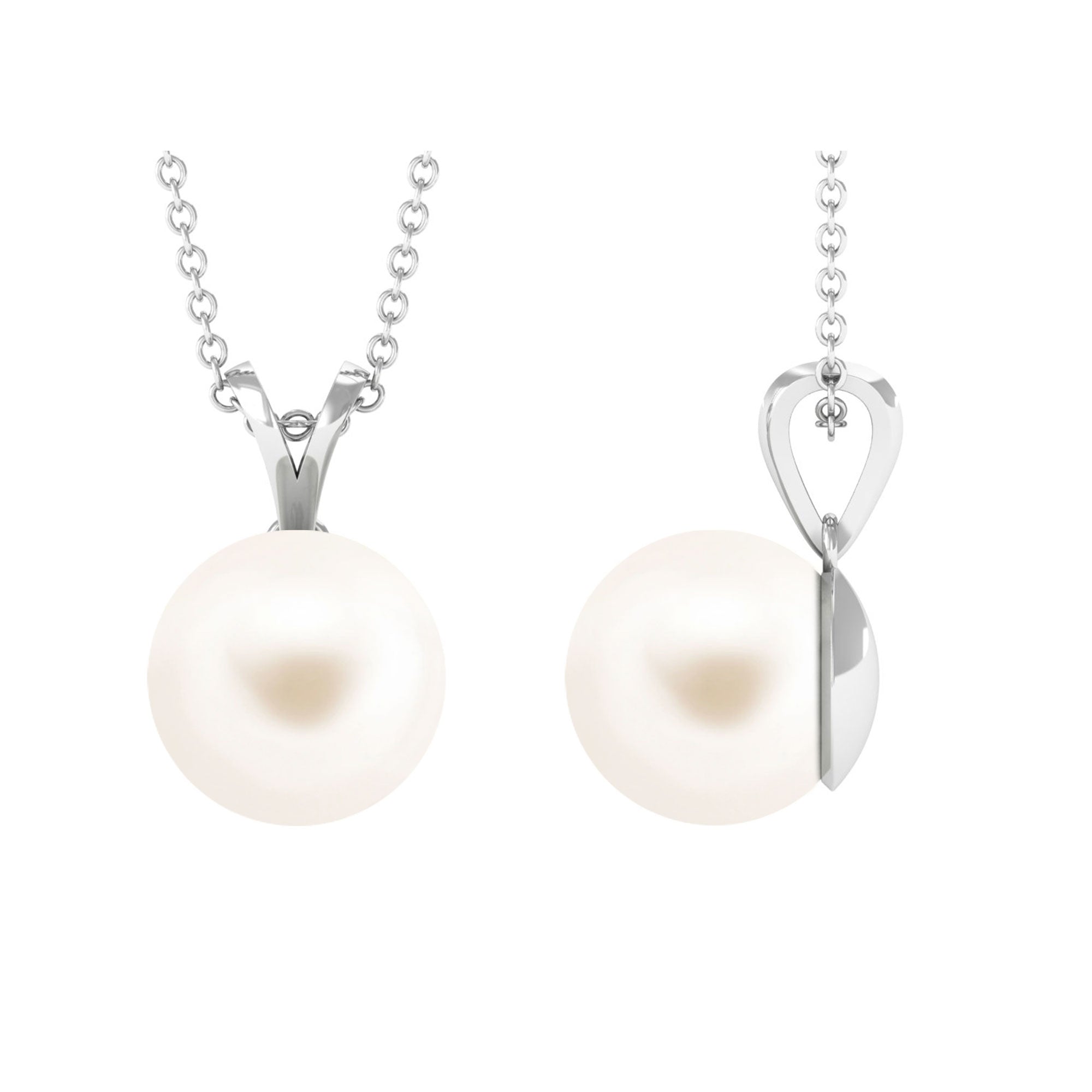 Cultured Freshwater Pearl Solitaire Pendant Necklace Freshwater Pearl - ( AAA ) - Quality - Arisha Jewels