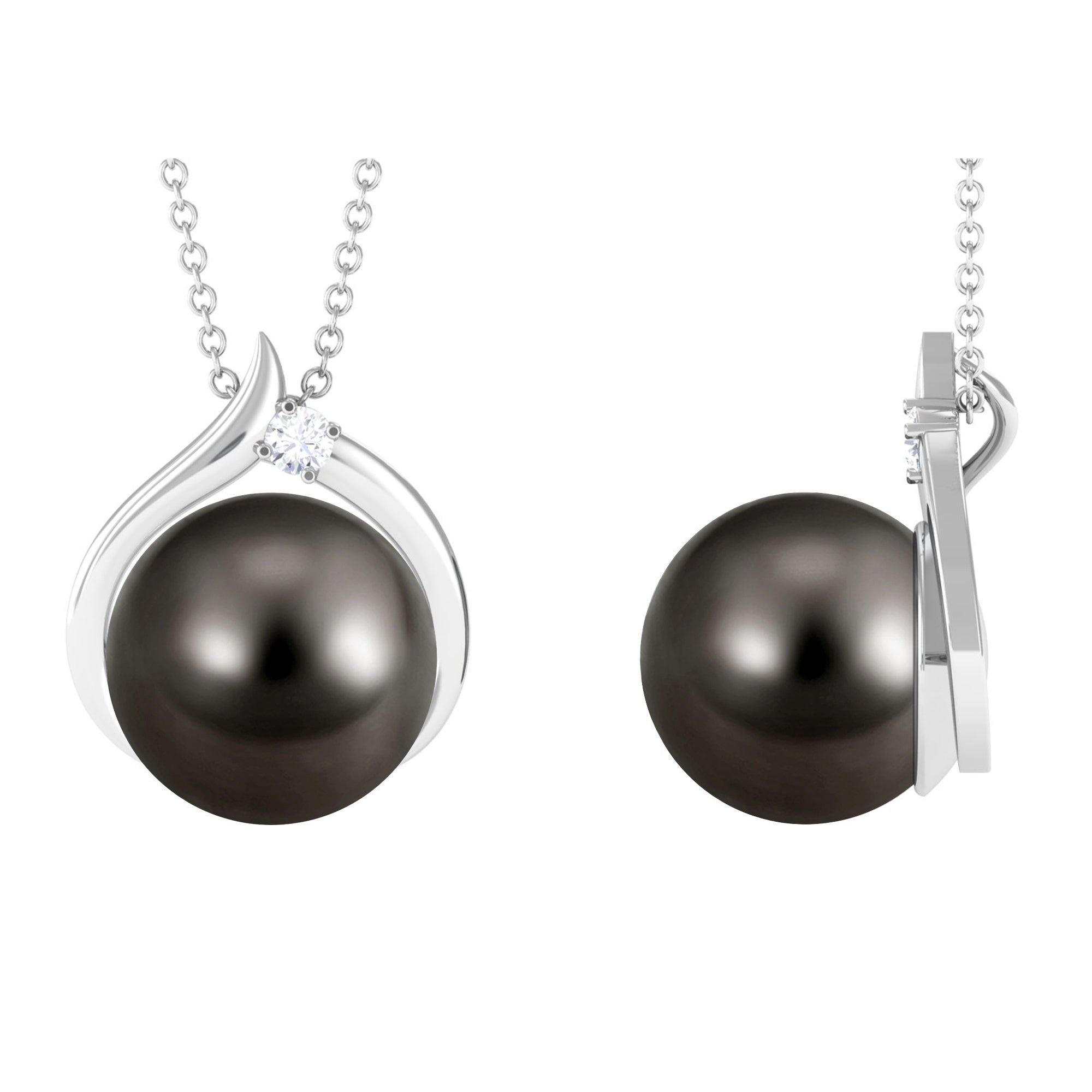 Simple Tahitian Pearl Solitaire Pendant Necklace Tahitian pearl - ( AAA ) - Quality - Arisha Jewels