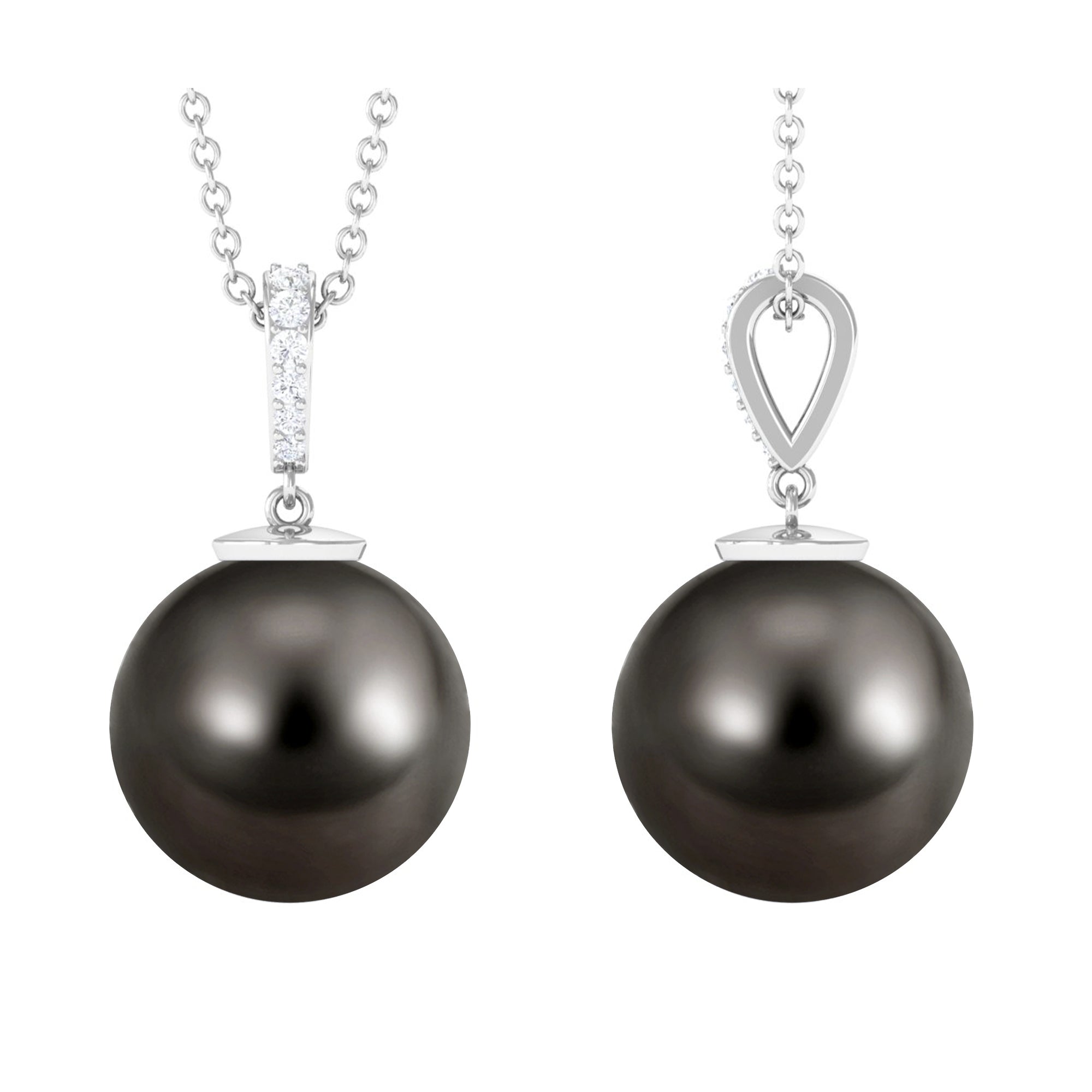 Minimal Tahitian Pearl and Diamond Drop Pendant Tahitian pearl - ( AAA ) - Quality - Arisha Jewels