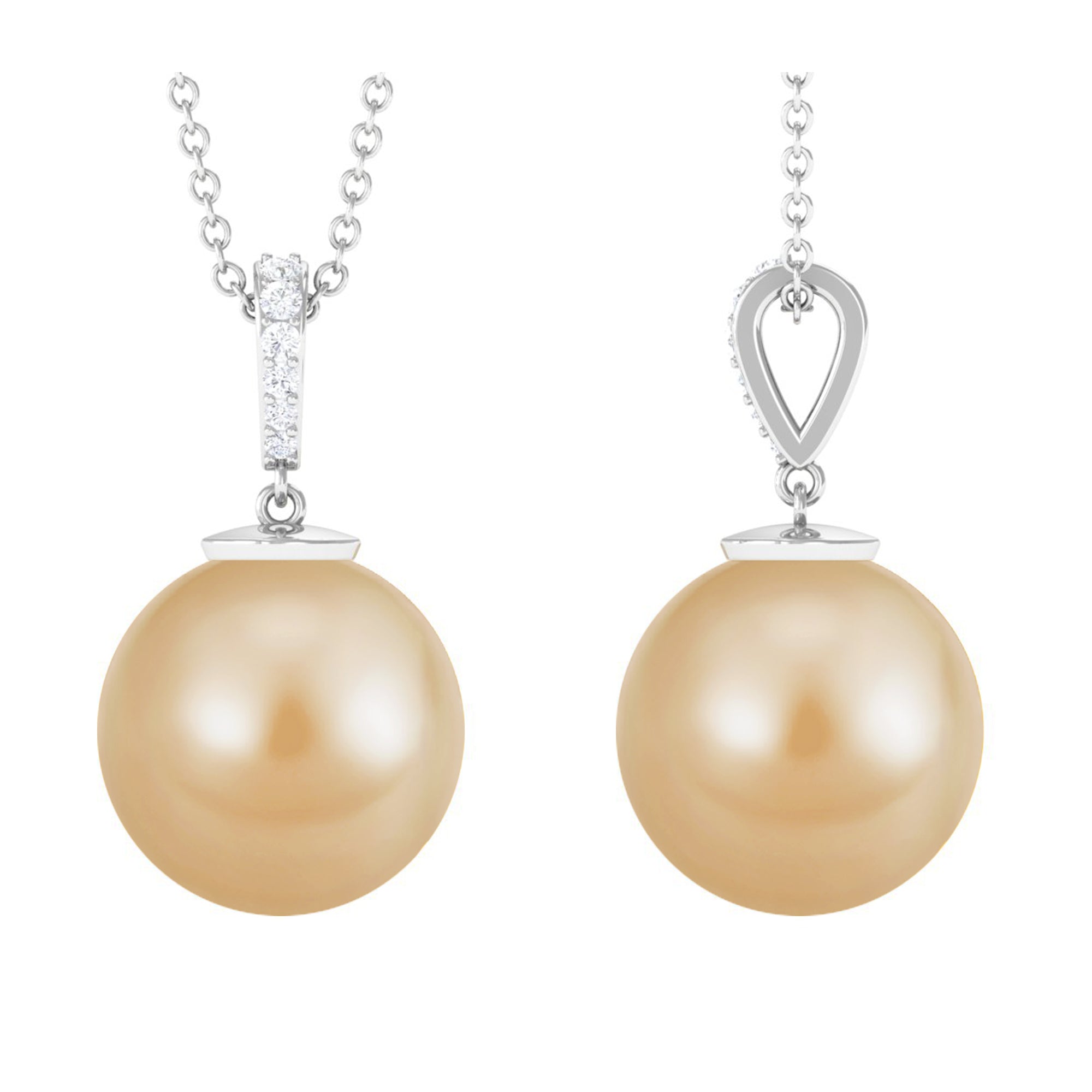 Minimal South Sea Pearl Drop Pendant with Diamond South Sea Pearl - ( AAA ) - Quality - Arisha Jewels