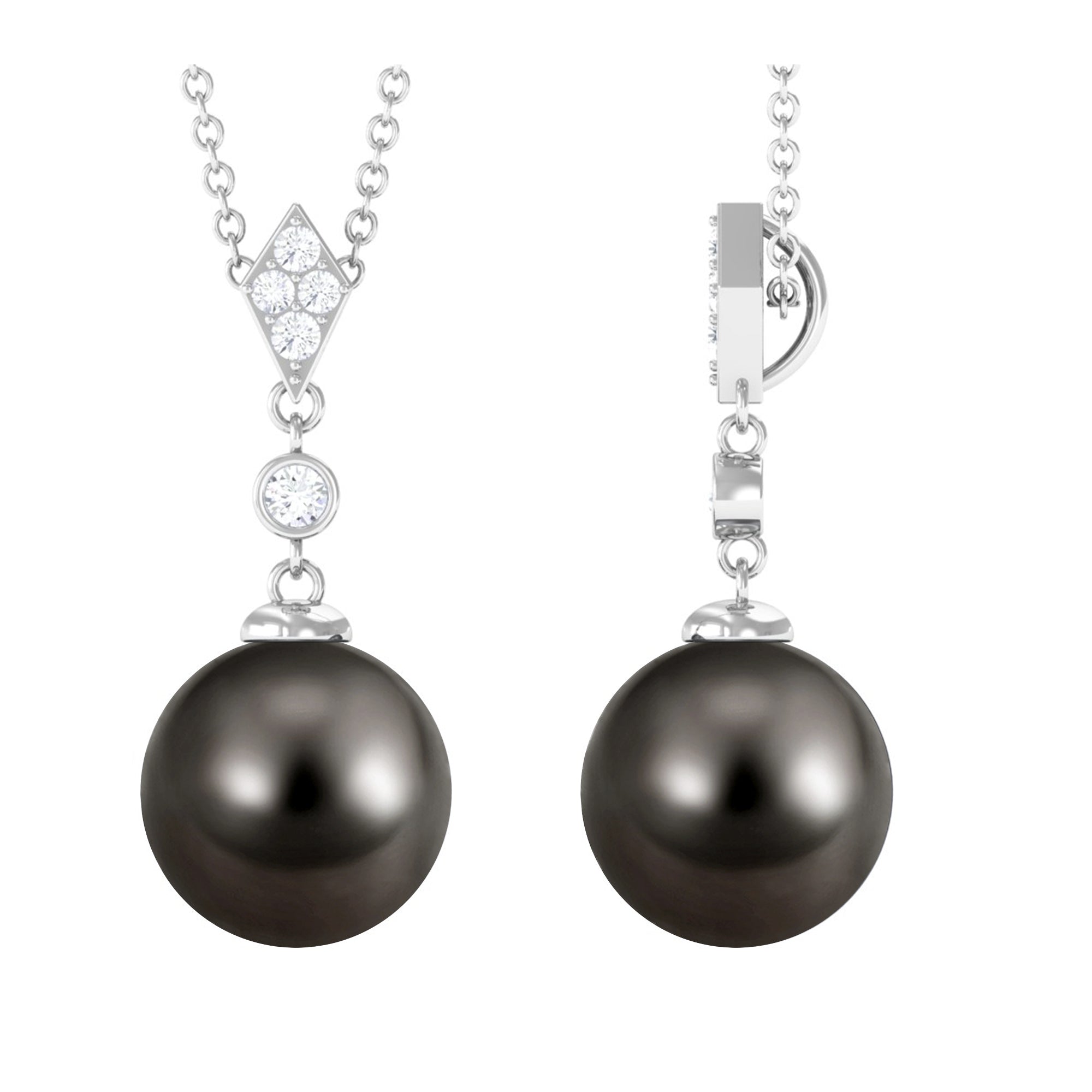 Tahitian Pearl and Diamond Bridal Drop Pendant Tahitian pearl - ( AAA ) - Quality - Arisha Jewels