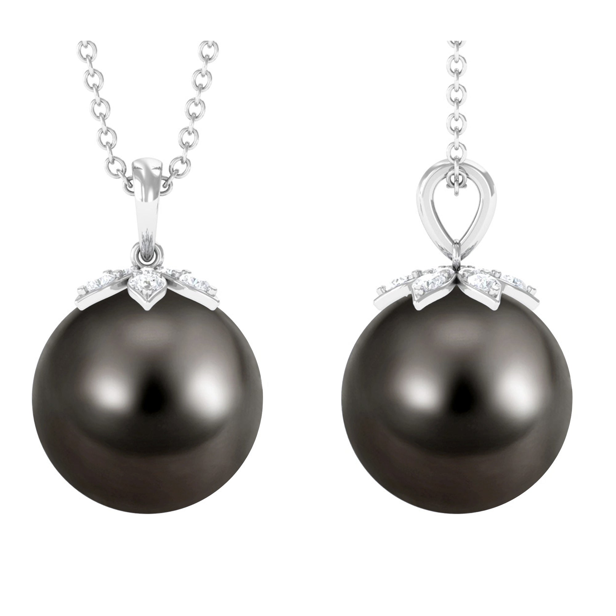 Classy Tahitian Pearl Drop Pendant with Diamond Tahitian pearl - ( AAA ) - Quality - Arisha Jewels