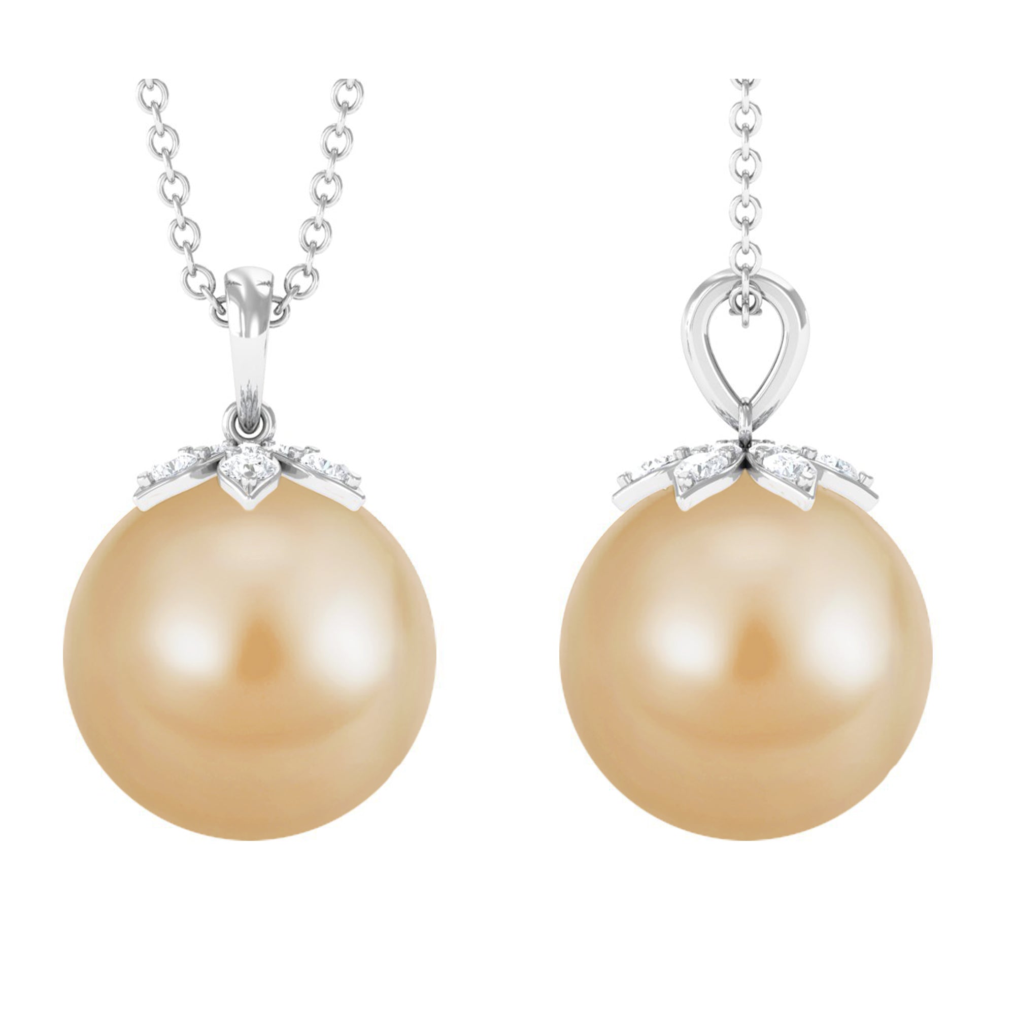 12 MM Round South Sea Pearl Drop Pendant Necklace South Sea Pearl - ( AAA ) - Quality - Arisha Jewels